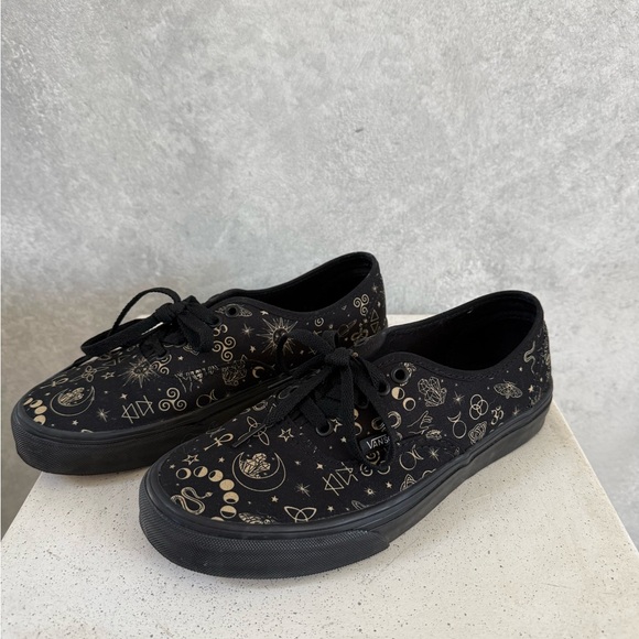 Vans Shoes - Vans Black Canvas Sneakers with Gold Celestial Print